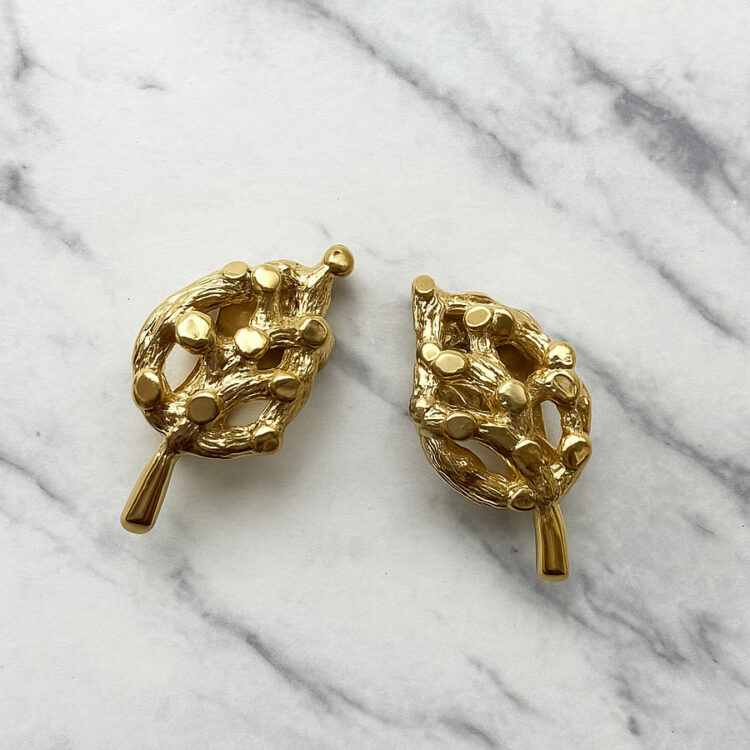 Boucles d’Oreilles Clips Vintage Feuille E1038