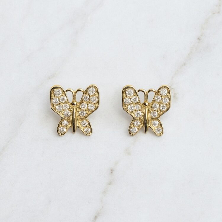Boucles d’Oreilles Percées Vintage Papillon E1721
