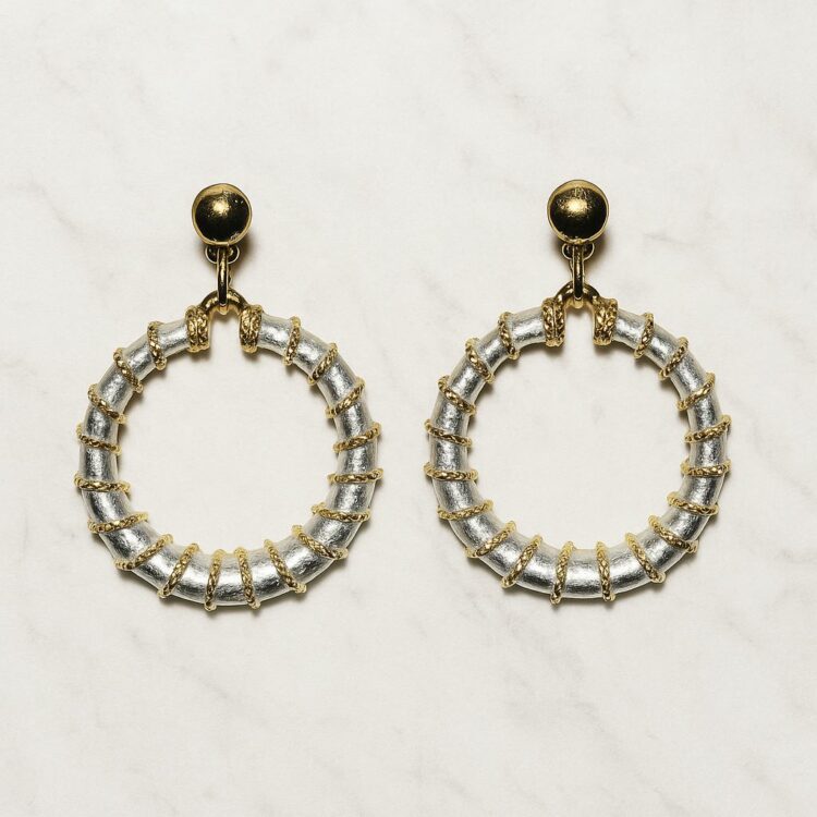 Boucles d’Oreilles Percées Vintage Rond E1885