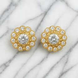 Boucles d'Oreilles Percées Vintage Fleur E2332