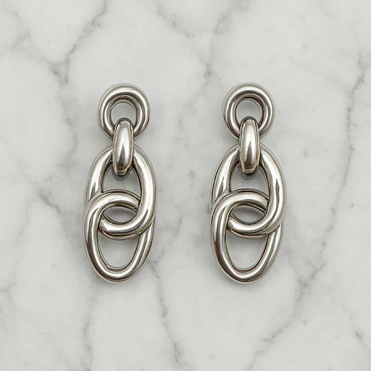 Boucles d'Oreilles Percées Vintage Tresse E2591