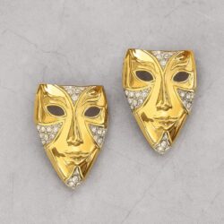 Boucles d’Oreilles Clips Vintage Masque E2666