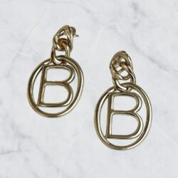 Boucles d'Oreilles Percées Vintage Lettre B E3162