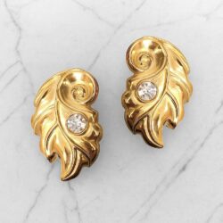Boucles d’Oreilles Clips Vintage Feuille E3378