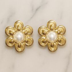 Boucles d’Oreilles Clips Vintage Fleur E3690
