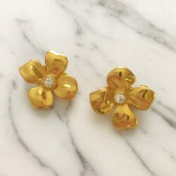 Boucles d’Oreilles Clips Vintage Trèfle à Quatre Feuille E4012