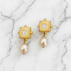 Boucles d’Oreilles Clips Vintage Carré E4121