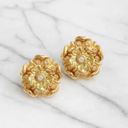 Boucles d’Oreilles Percées Vintage Fleur E4811