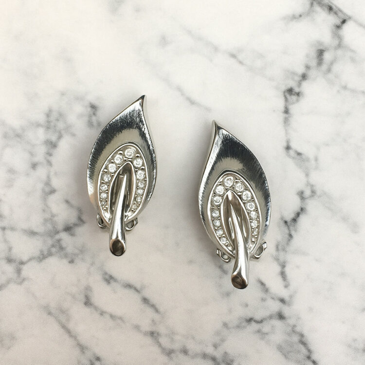 Boucles d’Oreilles Clips Vintage Feuille E75