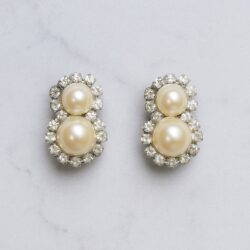 Boucles d’Oreilles Clips Vintage Fleur Perle E813