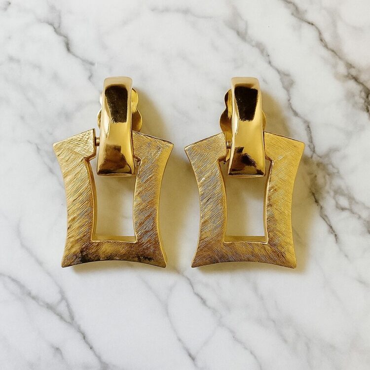 Boucles d’Oreilles Clips Vintage Rectangle E855