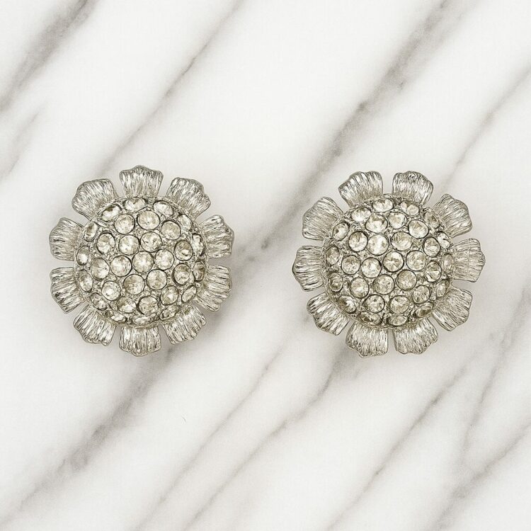 Boucles d’Oreilles Clips Vintage Fleur K5