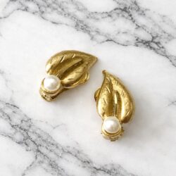 Boucles d’Oreilles Clips Vintage Feuille E2986