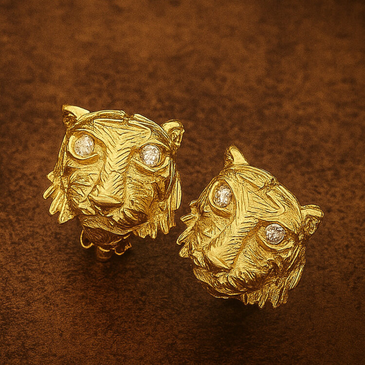 Boucles d’Oreilles Clips Vintage Tigre E1346
