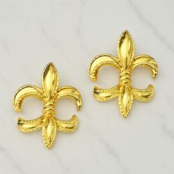 Boucles d’Oreilles Clips Vintage Fleur de Lys E4138