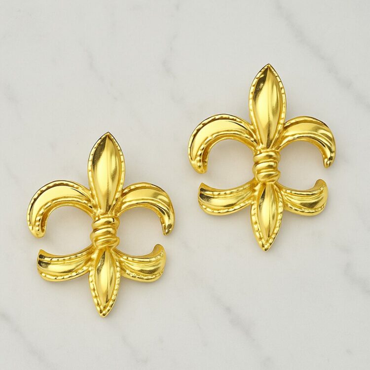 Boucles d’Oreilles Clips Vintage Fleur de Lys E4138
