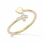 Bague Plaqué Or Coeur Croix 12ER020CZ
